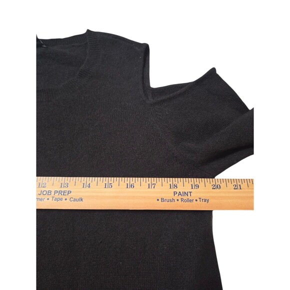 Peck And Peck Luxury 100% Cashmere Black L Crew Neck Cold Shoulder Sweater A26.1 - Picture 5 of 7